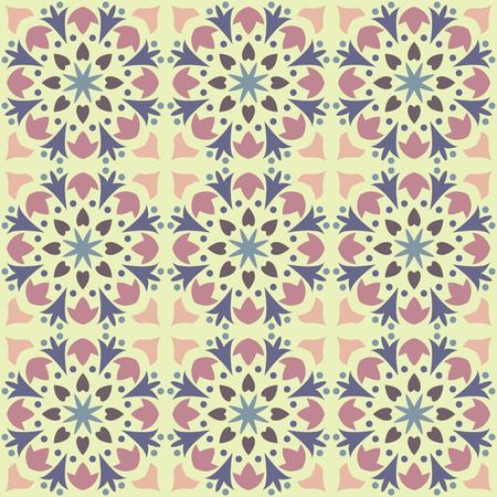 Traditional tile seamless pattern background in bright colors.のイラスト素材