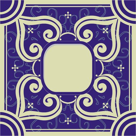 Vector frame on traditional portuguese tile background.のイラスト素材