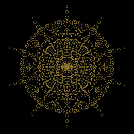 Vector decorative element mandala in gold.のイラスト素材