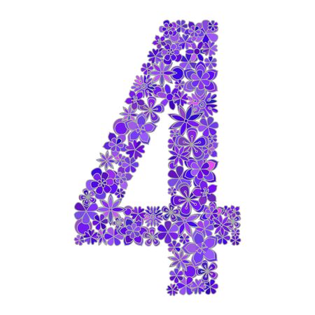 Vector number four made of colorful flowers.のイラスト素材