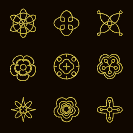 Vector set of nine golden symbols.のイラスト素材