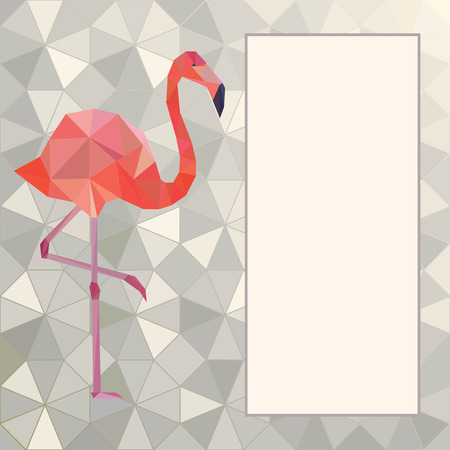Vector greeting card template with pink flamingo.のイラスト素材