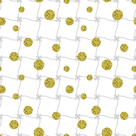 Vector seamless golden dots pattern. Glittering dots background illustration.のイラスト素材