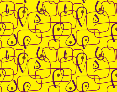 Vector abstract seamless pattern. Curves and dots.のイラスト素材