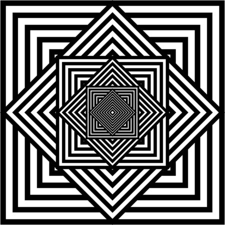 Vector abstract background. Optical illusion. Black and white squares.のイラスト素材