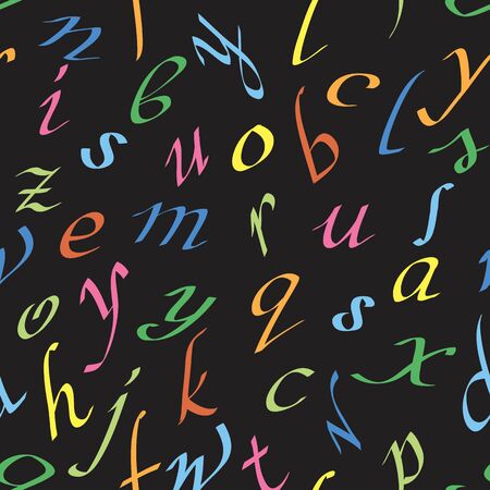 Pattern with handwritten letters in black backgroundのイラスト素材