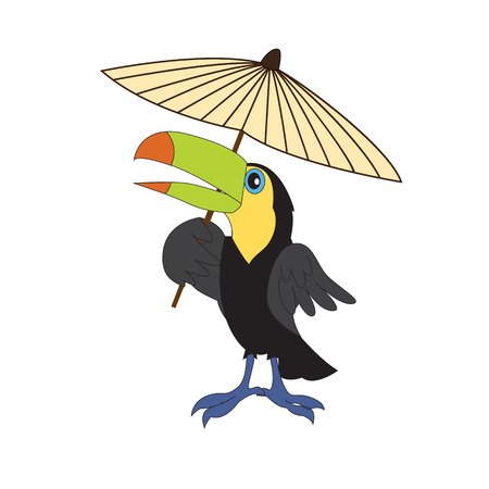 Vector character illustration. Cute bird toucan. Cartoon personage on white background.のイラスト素材