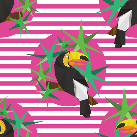 Vector seamless pattern with toucans.のイラスト素材