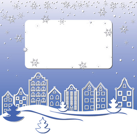 Christmas greeting cards with european houses.のイラスト素材