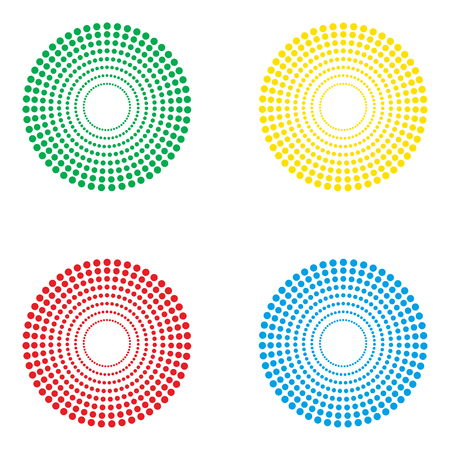 Vector set of abstract background with bright concentric dotted circles.のイラスト素材