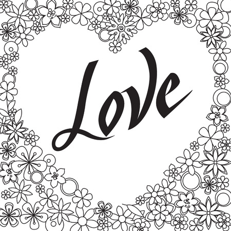 A Vector greeting card in black and white. Hand written calligraphy.のイラスト素材