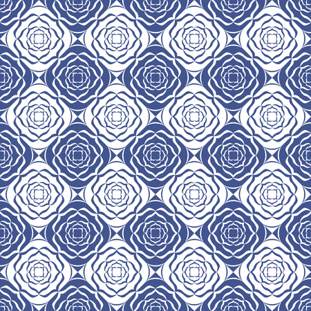Vector seamless tiles background in portuguese style. Blue and white mosaic border. Tiles for ceramic in dutch, portuguese, spanish, italian style.のイラスト素材