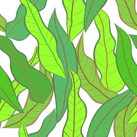 Seamless tiles background with green leaves.のイラスト素材