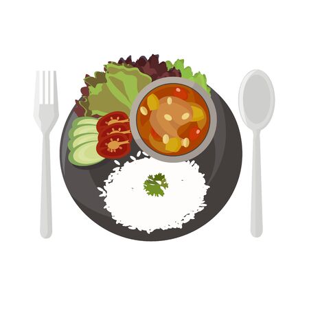 Thai food vector illustration cartoonのイラスト素材