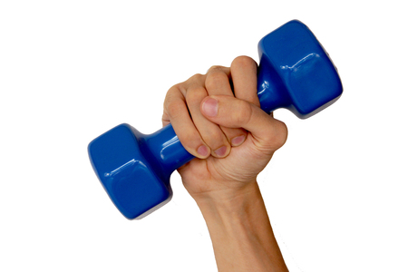 Hand holding dumbbellの写真素材