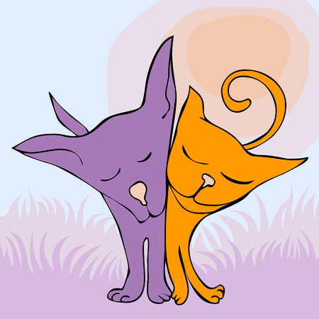 cat and dog friendshipのイラスト素材