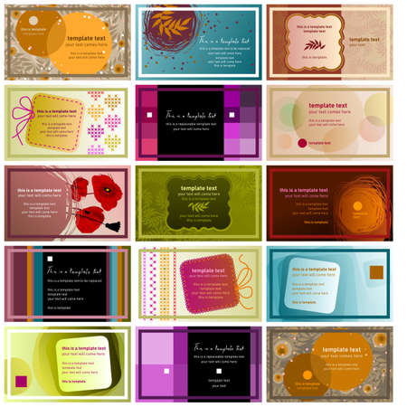 set of 15 horizontal business cards with extra 5 mm bleed aroundのイラスト素材