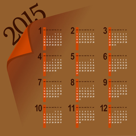 minimalistic multicolor 2015 calendar design - week starts with sundayのイラスト素材