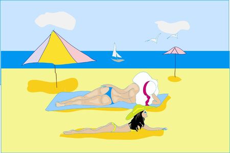 On a beachのイラスト素材