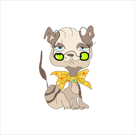 Funny kitten with glassesのイラスト素材