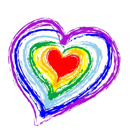 Rainbow heartのイラスト素材
