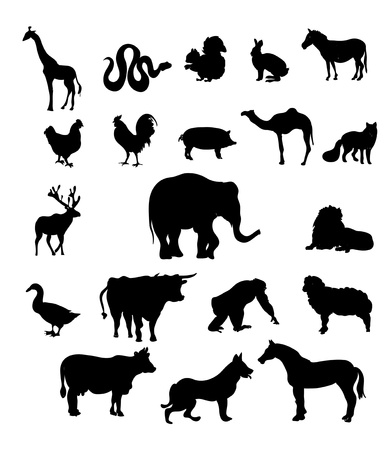 Set of animals silhouettesのイラスト素材
