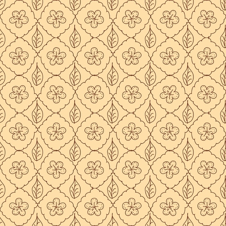 Doodles flowers Seamless Patternのイラスト素材