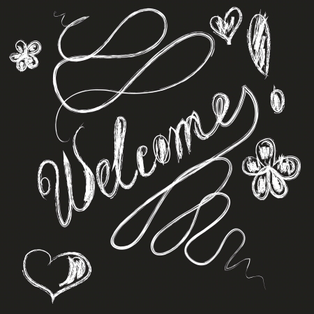 Chalk Welcome Doodleのイラスト素材