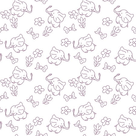 Baby  elephant seamless Pattern のイラスト素材