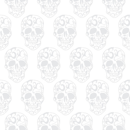 Skull floral seamless patternの写真素材