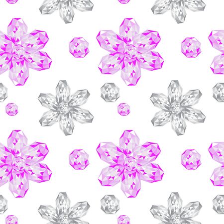Gems Flowers Seamless PAtternのイラスト素材