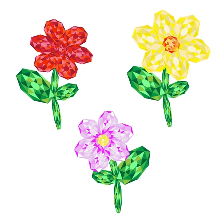 Set of gems flowersのイラスト素材