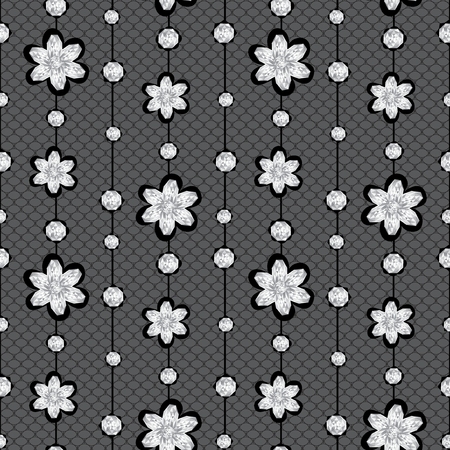 Floral gems lace  seamless backgroundのイラスト素材