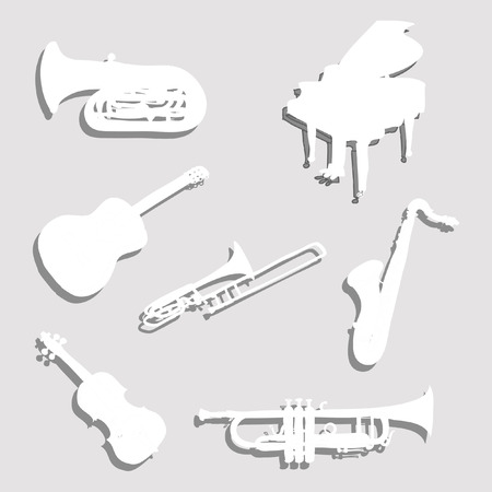 Paper Set of  Musical instruments のイラスト素材
