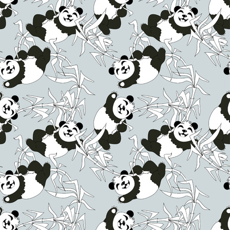 Pandas seamless patternのイラスト素材