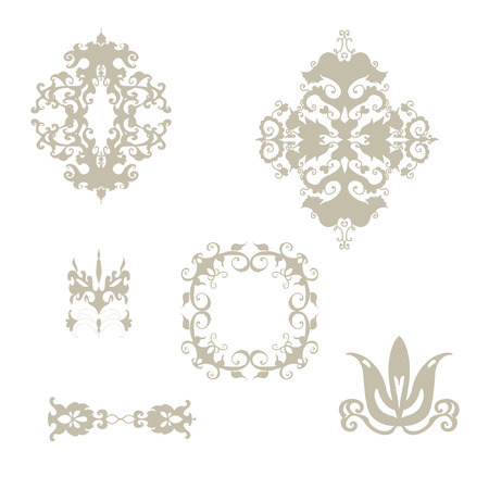Set of damask patterns elementsのイラスト素材