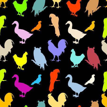 Color  birds silhouettes seamless patternの写真素材