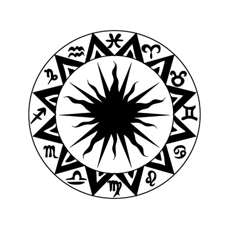 Black and white zodiac iconのイラスト素材