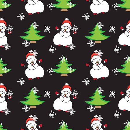 Snowman Christmas seamless pattern colorのイラスト素材