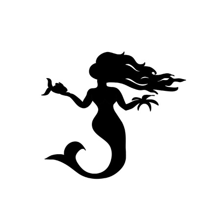 Mermaid silhouette iconのイラスト素材