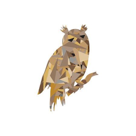 Owl low poly iconのイラスト素材