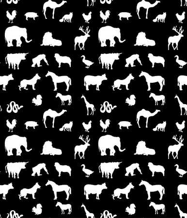 Seamless animals  silhouettes monochrome patternの写真素材