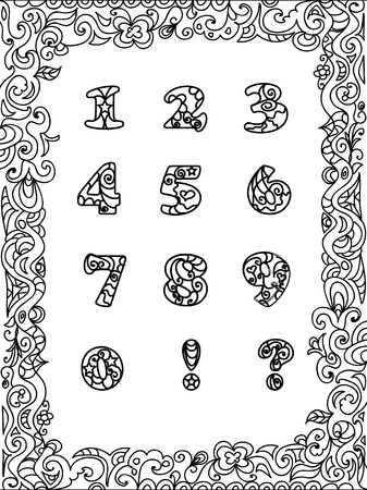 Numbers  Zentangle with frameのイラスト素材