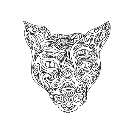 Wild cat head zentangleのイラスト素材