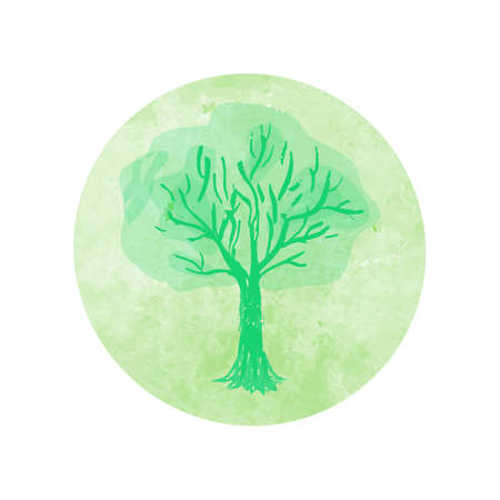 Watercolor Tree Ecological sign symbolの写真素材