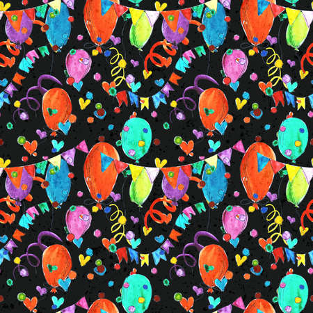 Holiday celebration party event watercolor colorful seamless backgroundの写真素材