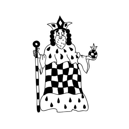 King Coloring page chess figurine isolated on whiteのイラスト素材