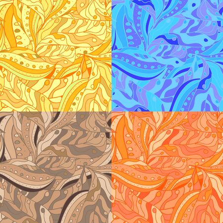 Floral Abstract oriental Seamless patterns setのイラスト素材