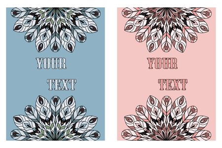 Card template set with ornamental mandalaのイラスト素材