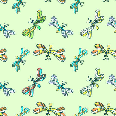 Dragonfly colorful Seamless PAtternの写真素材